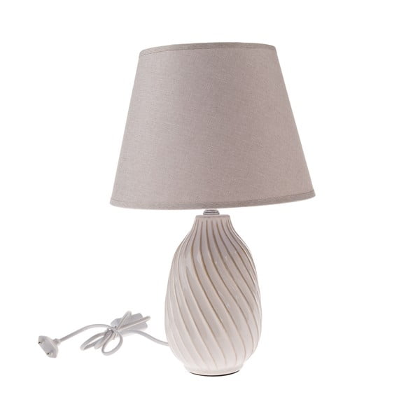 Sivá stolová lampa s textilným tienidlom (výška 38 cm) – Dakls