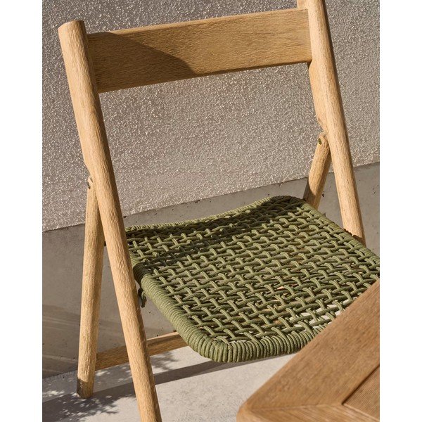 Drevená záhradná stolička v zeleno-prírodnej farbe Dandara – Kave Home-image-2