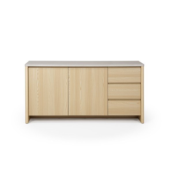 Biela/v svetlo prírodnej farbe komoda v dekore duba 163x80x45 cm Dore – Marckeric