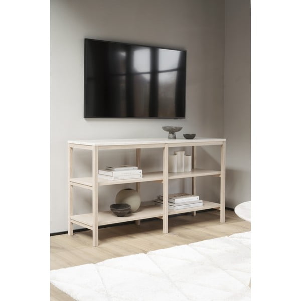 Biely konzolový stolík s doskou z kameňa 140x40 cm Orwel - Rowico-image-1