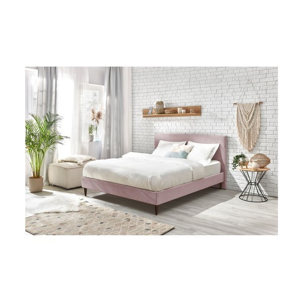 Ružová menčestrová dvojlôžková posteľ Bobochic Paris Anja Dark, 160 x 200 cm-image-4