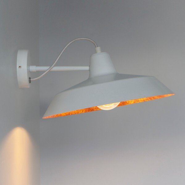 Biele nástenné svietidlo s detailom v medenej farbe Sotto Luce Cinco Basic, ⌀ 40 cm-image-1