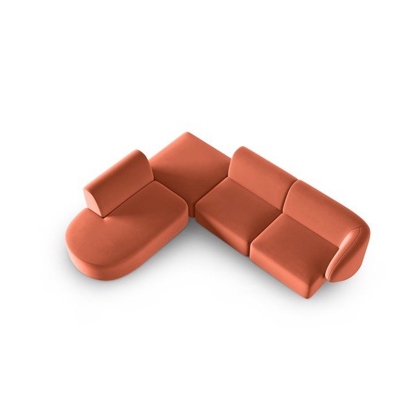 Ružová zamatová rohová pohovka (ľavý roh/do L) Paolo – Milo Casa-image-1