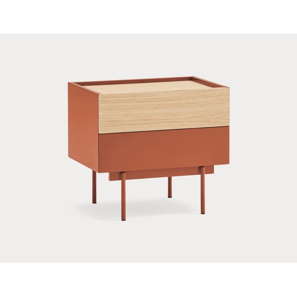 Nočný stolík v dekore duba v tehlovo-prírodnej farbe Otto – Teulat-image-1