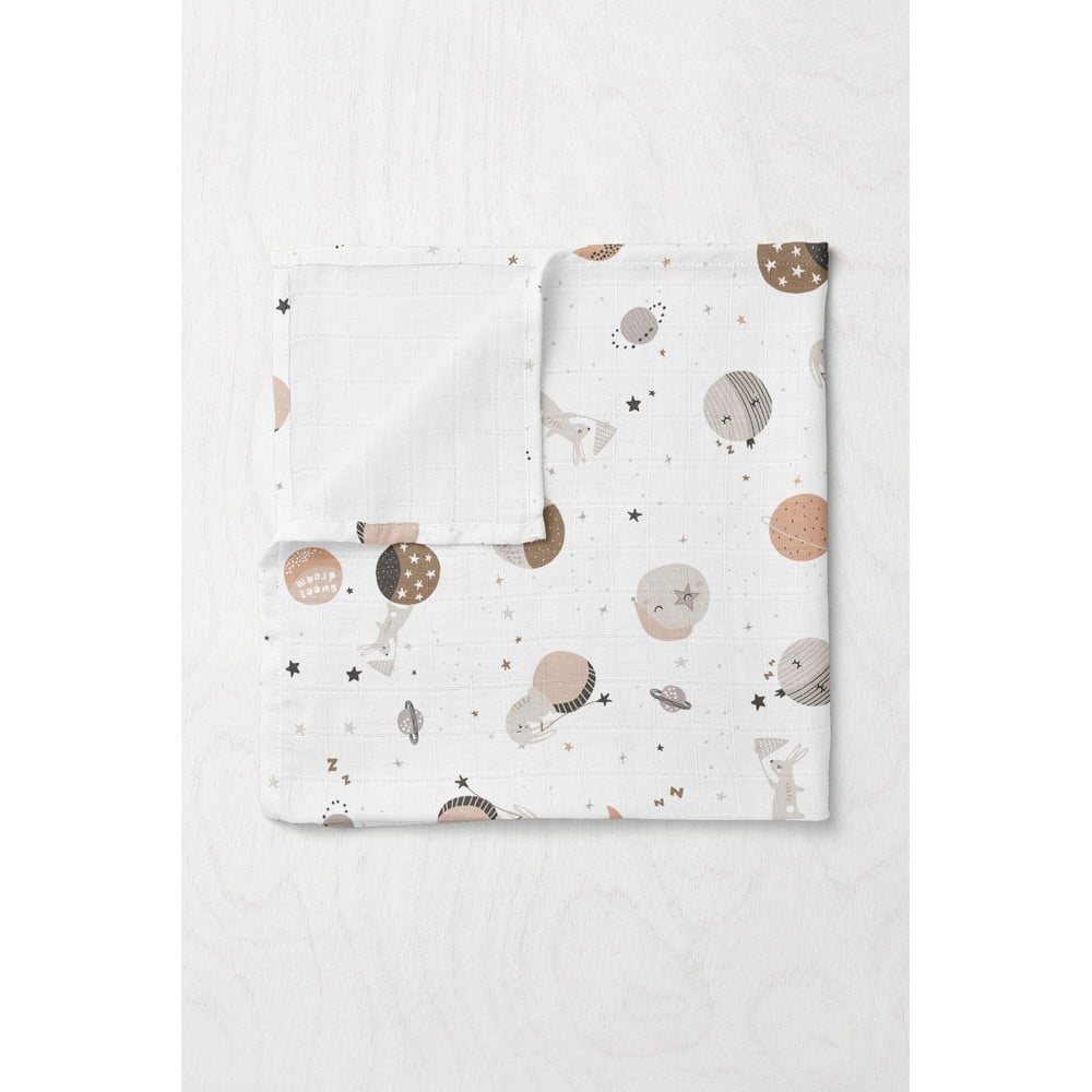 Biela mušelínová detská deka 75x100 cm Spacebit – Mijolnir