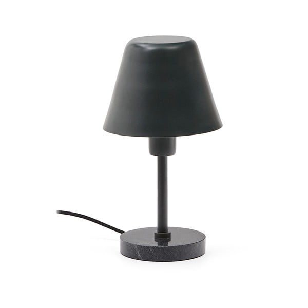 Tmavozelená/čierna mramorová stolová lampa s kovovým tienidlom (výška 32 cm) Calina – Kave Home