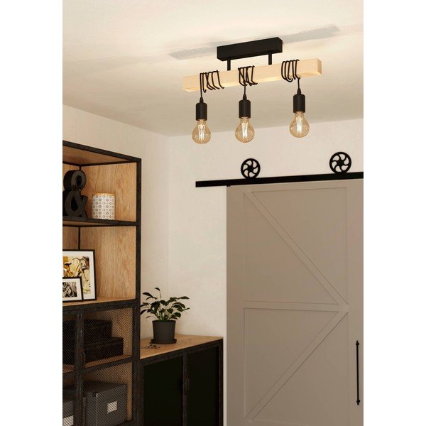 Závesné svietidlo v čiernej a prírodnej farbe TOWNSHEND - EGLO-image-1