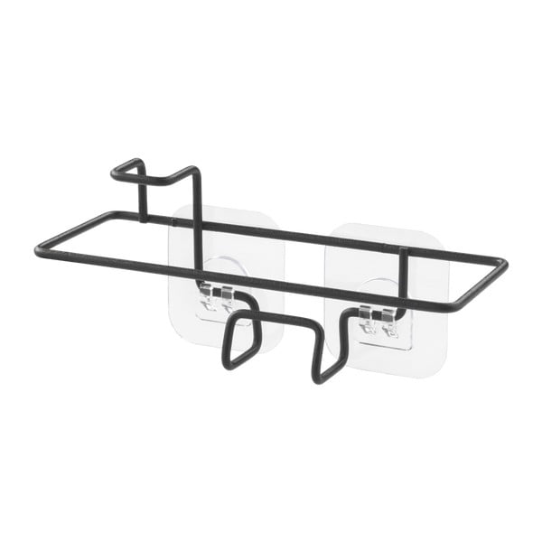 Matne čierny kovový organizér k drezu bez vŕtania Lava – Metaltex