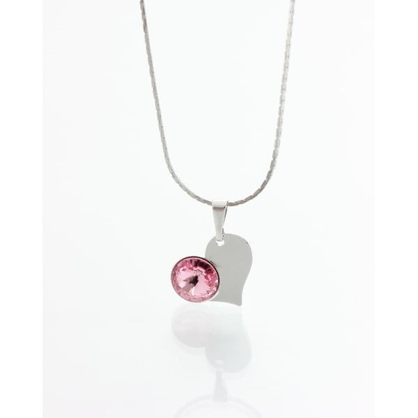 Ružový náhrdelník so Swarovski krištáľmi Yasmine Heart