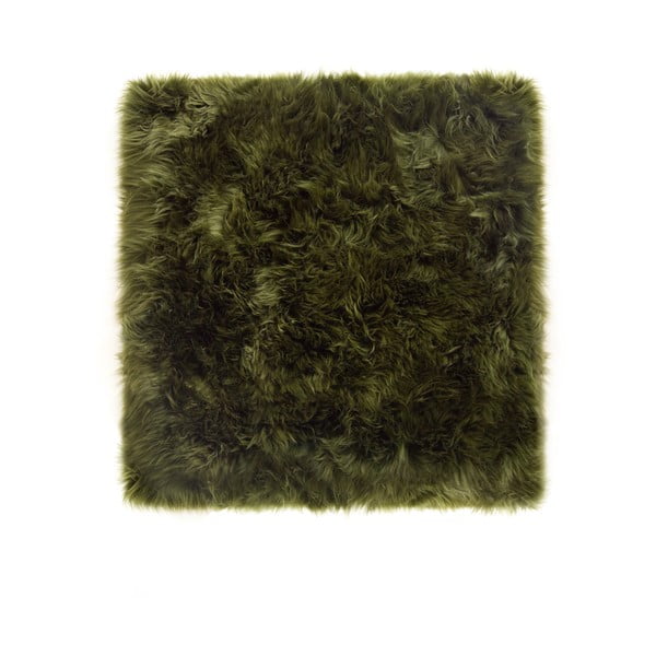 Tmavozelený koberec z ovčej kožušiny Royal Dream Zealand Square, 70 x 70 cm