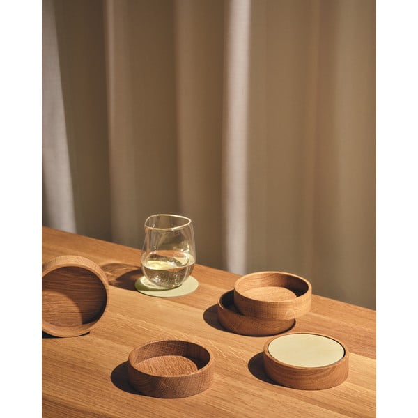 Dekoratívny drevený úložný box v prírodnej farbe ø 11x3 cm Circle S – LIND DNA-image-1