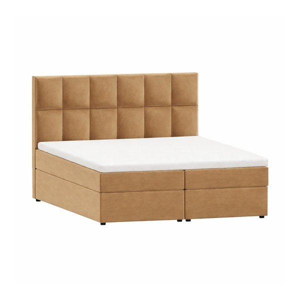 Okrovožltá boxspring posteľ s úložným priestorom 160x200 cm Flip – Ropez