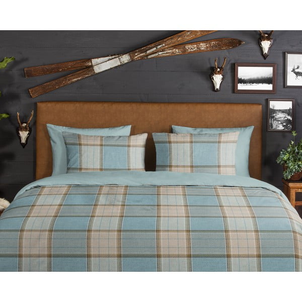 Modré predĺžené flanelové obliečky na dvojlôžko 200x220 cm Jacco – Good Morning-image-3