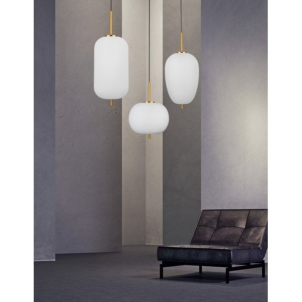 Biele/v mosadznej farbe sklenené závesné svietidlo ø 27 cm Lato – Nova Luce-image-3