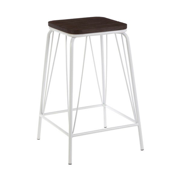 Biela/v tmavo prírodnej farbe stolička z brestového dreva District – Premier Housewares