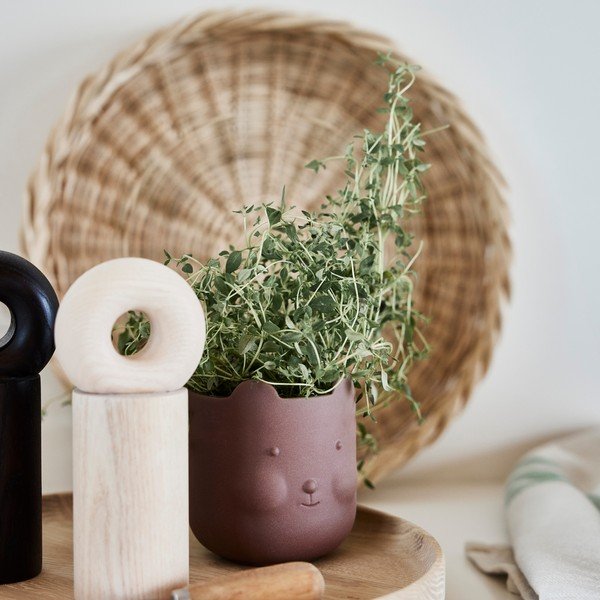 Terakotový ručne vyrobený obal na kvetináč ø 9 cm Bear – OYOY Mini-image-1