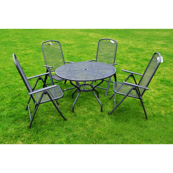 Čierna kovová záhradná stolička – Rojaplast-image-4