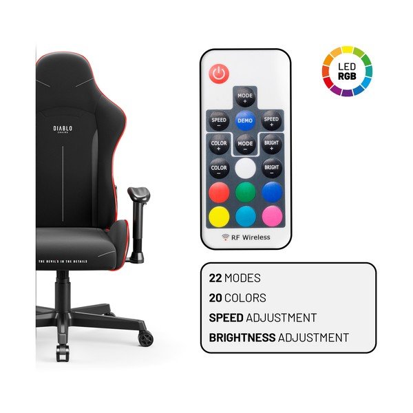 Čierna herná stolička X-Starter LED – Diablo Chairs-image-2