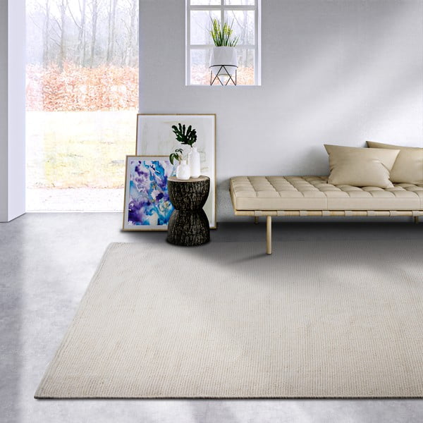 Krémovobiely ručne tkaný koberec s prímesou vlny 120x170 cm Pradesh Natural White – Elle Decoration-image-1