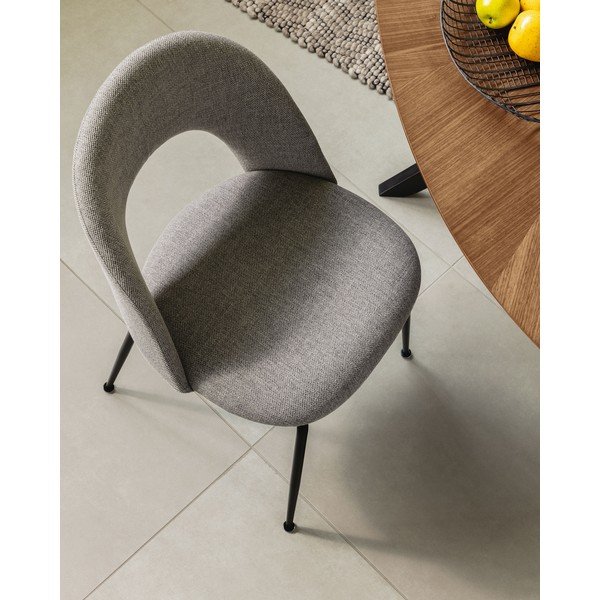 Sivá čalúnená jedálenská stolička Mahalia – Kave Home-image-4