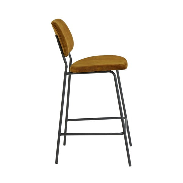 Zamatová barová stolička v horčicovej farbe 92 cm Emma - Light & Living-image-2