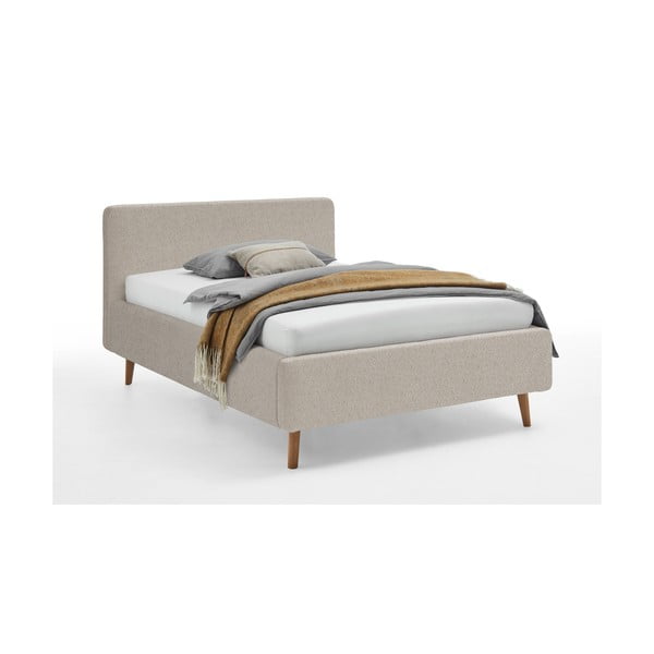 Béžová čalúnená dvojlôžková posteľ s úložným priestorom s roštom 140x200 cm Mattis – Meise Möbel-image-3