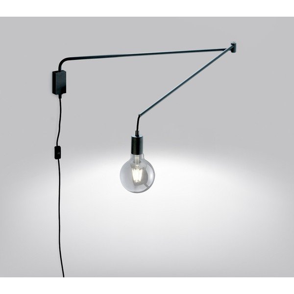 Matne čierne nástenné svietidlo s ohýbateľnou konštrukciou do zásuvky Line – Trio-image-1