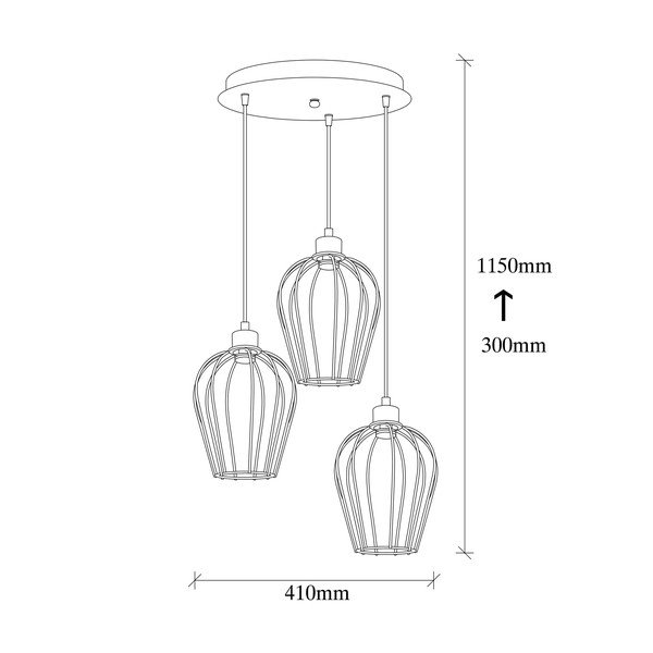 Čierne závesné svietidlo pre 3 žiarovky Opviq lights Tel-image-3