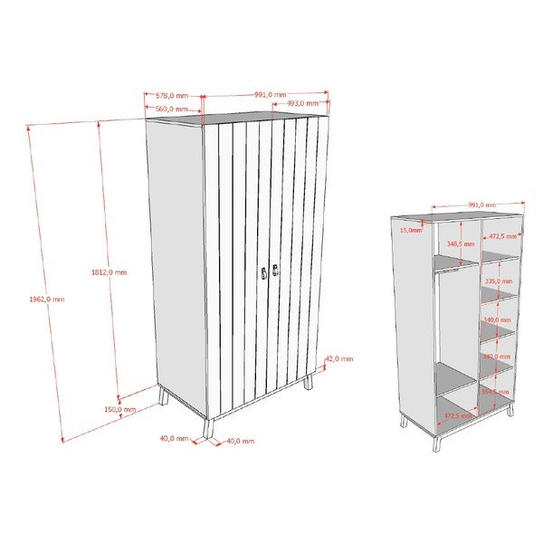 Béžová detská šatníková skriňa 99x196x58 cm Sezane – Vipack-image-3