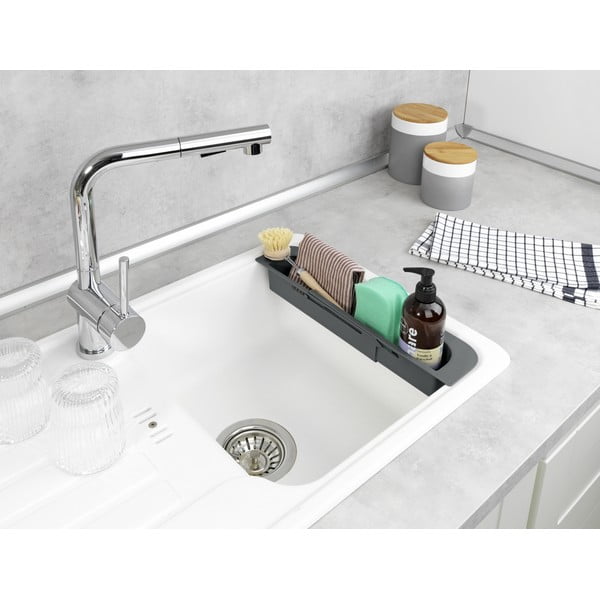 Sivý plastový teleskopický odkvapkávač do drezu 49,5x8,5 cm Fino – Wenko-image-1