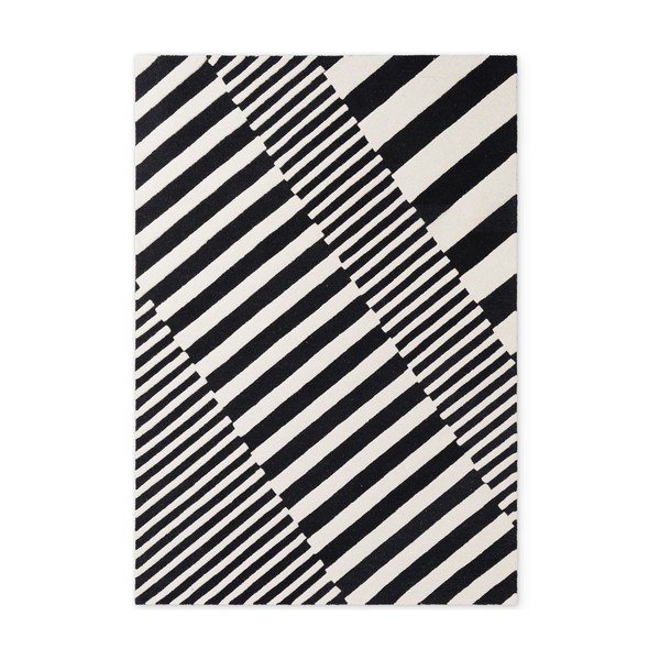 Čierno-biely ručne tkaný vlnený koberec 120x180 cm Stryve Flux – Elle Decoration