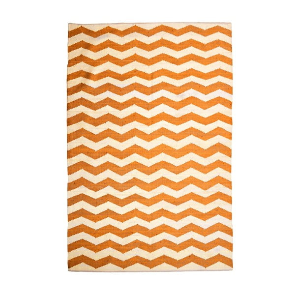 Bavlnený koberec Chevron Ivory/Orange, 120x180 cm