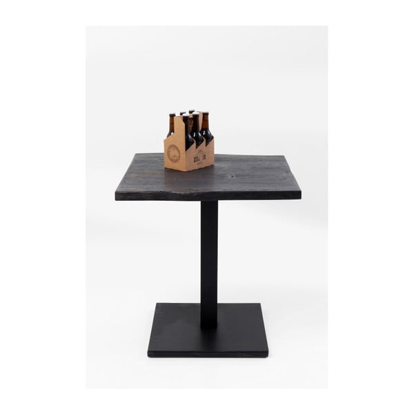 Čierny jedálenský stôl s doskou z akáciového dreva Kare Design Nature, 70 × 70 cm