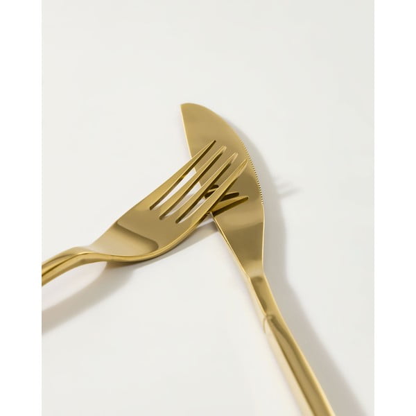 Antikoro príbor 16 ks v zlatej farbe Lite – Kave Home-image-2
