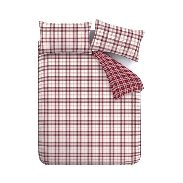 Vínové obliečky na jednolôžko 135x200 cm Kelso Check – Catherine Lansfield