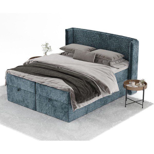 Modrá boxspring posteľ s úložným priestorom 180x200 cm Passion – Maison de Rêve-image-2