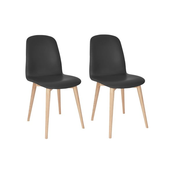 Sada 2 antracitovočiernych jedálenských stoličiek s nohami z dubového dreva WOOD AND VISION Classic