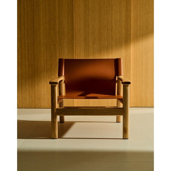 Koňakovohnedé kožené kreslo Jan – Kave Home-image-1