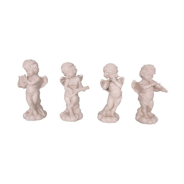 Sada 4 ks dekoratívnych sôch z polyrezínu v tvare anjela Antic Line Musiciens, výška 22 cm