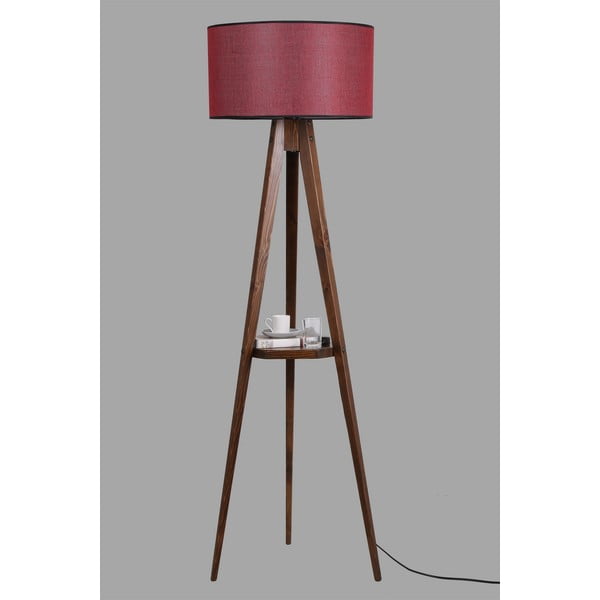 Červeno-hnedá stojacia lampa s textilným tienidlom (výška 153 cm) Sehbalı Tripod – Opviq lights-image-2