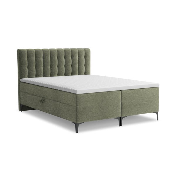 Zelená boxspring posteľ s úložným priestorom 180x200 cm Puhala – Makamii