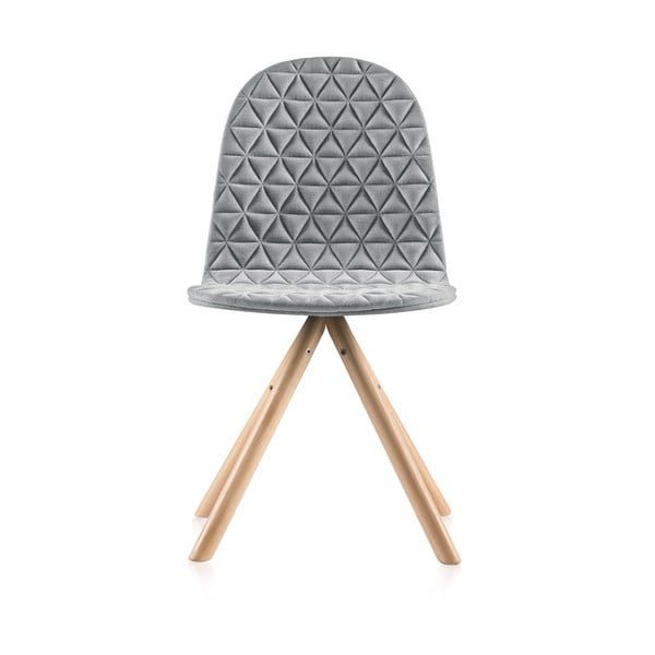 Sivá stolička s prírodnými nohami IKER Mannequin Triangle