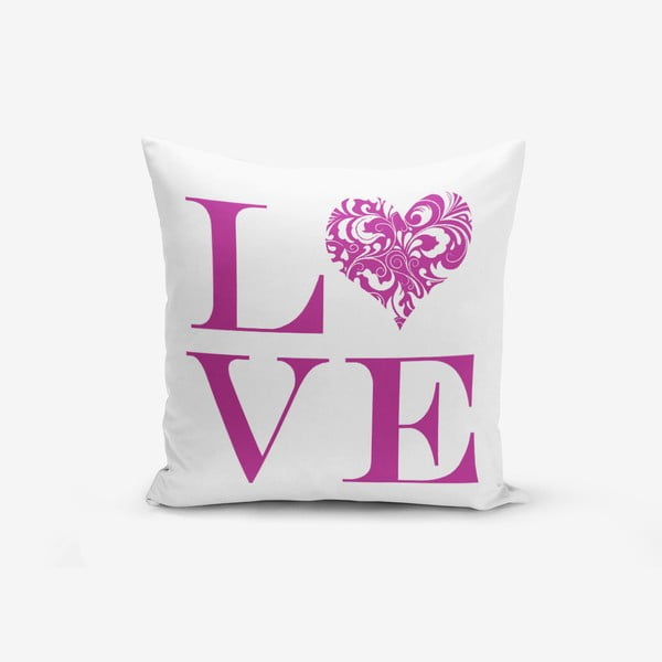 Obliečky na vaknúš s prímesou bavlny Minimalist Cushion Covers Love Purple, 45 × 45 cm