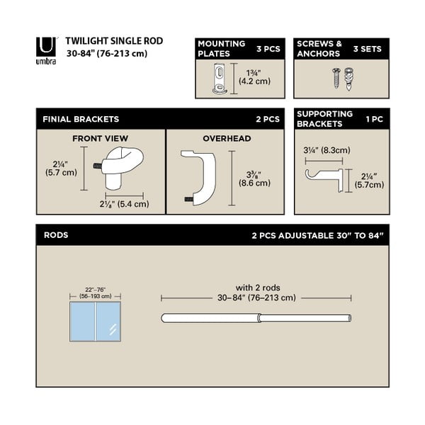 Oceľová roztiahnuteľná garniža 76 - 213 cm Twilight – Umbra-image-4