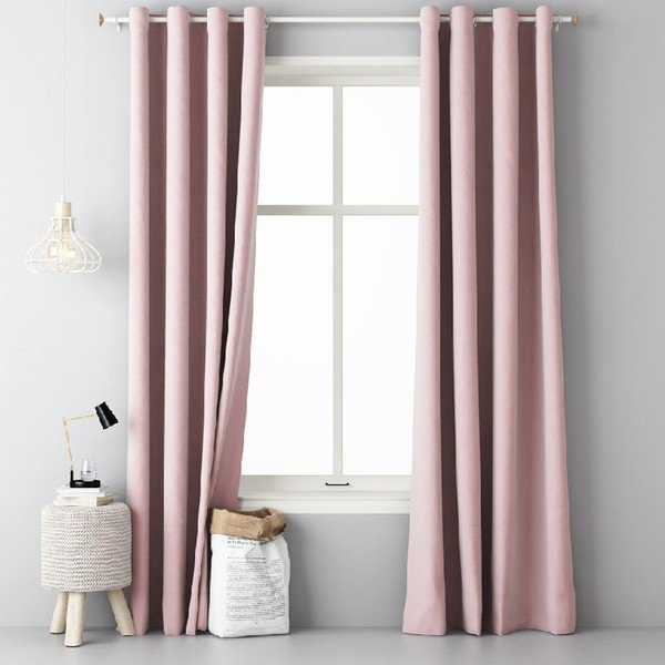 Pudrovoružový záves Slowdeco Laura, 140 × 250 cm