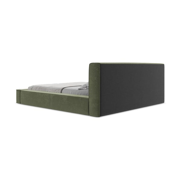 Zelená čalúnená dvojlôžková posteľ s úložným priestorom s roštom 160x200 cm Noho – Makamii-image-2