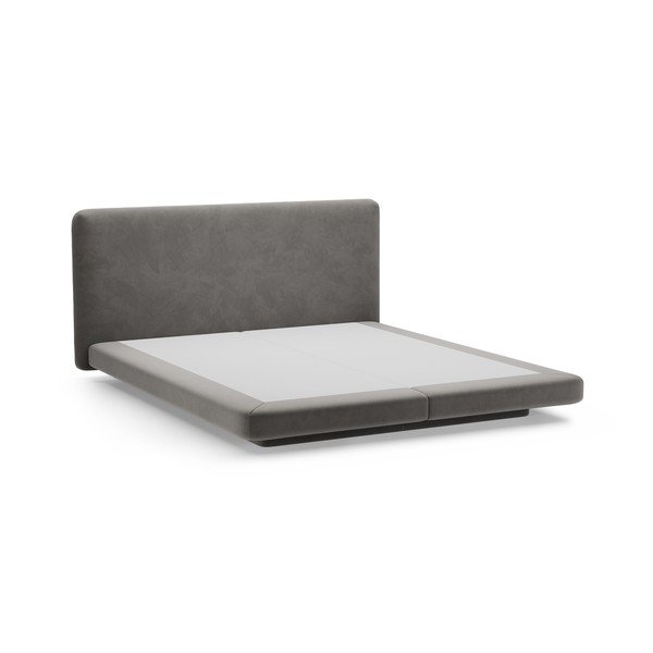 Tmavosivá čalúnená dvojlôžková posteľ 160x200 cm Linea – Micadoni -image-2