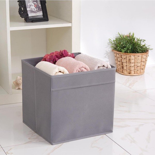 Sivý látkový úložný box 30x30x30 cm – Mioli Decor-image-1
