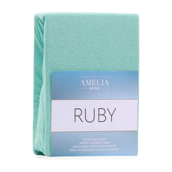 Mätovozelená elastická plachta s vysokým podielom bavlny AmeliaHome Ruby, 200 x 80-90 cm-image-2