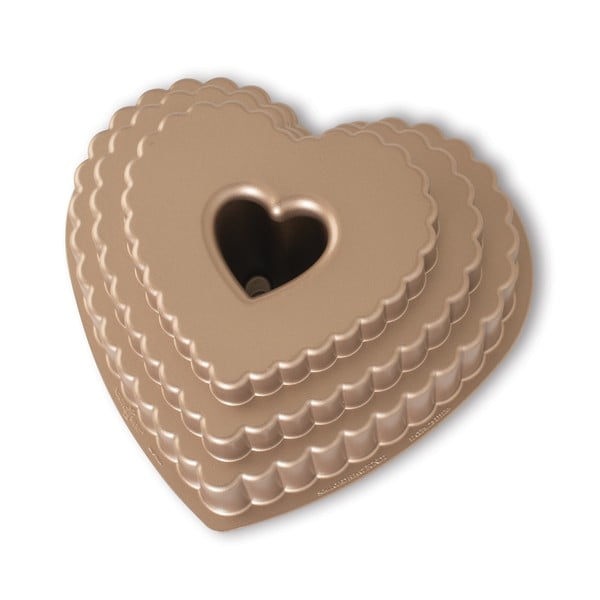 Forma na bábovku v karamelovej farbe Nordic Ware Heart, 2,8 l